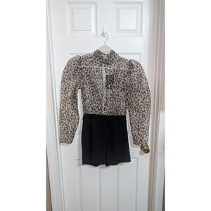 Fashion Nova NWT Romper Black Leopard Party Club Wedding